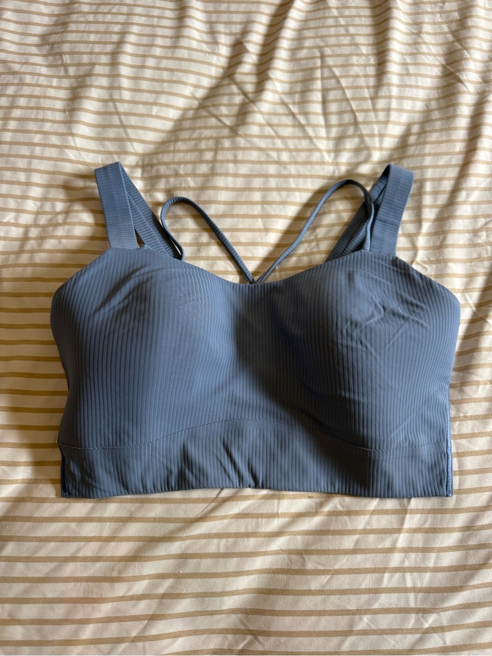 Lululemon Blue Ribbed Longline Sports Bra
